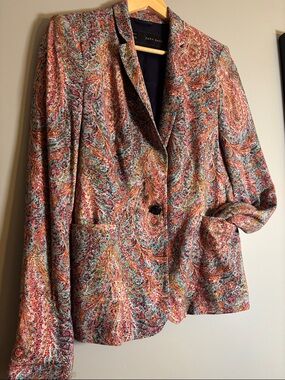 Zara Paisley Blazer in Pink, Orange & Blue Tones